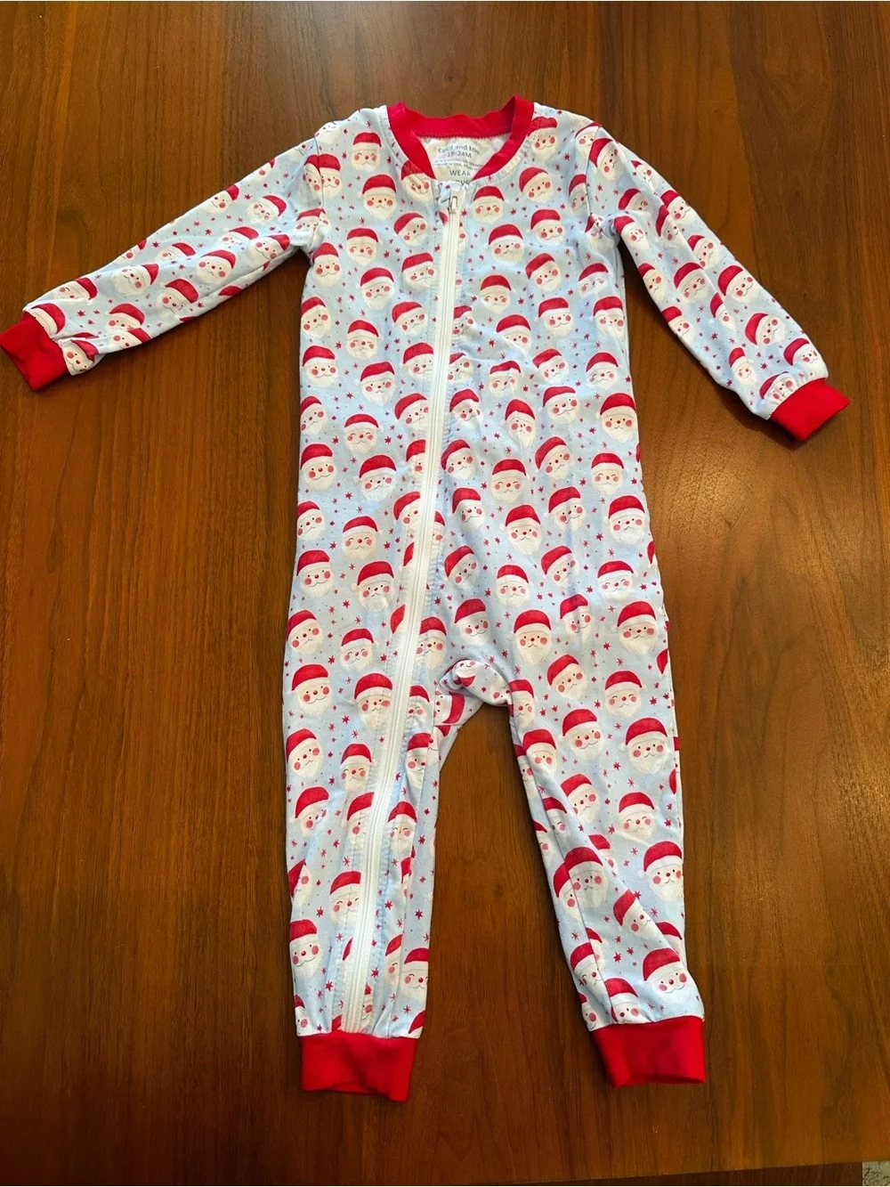 Cecil and Lou Santa Print Holiday Pajama One-Piece Boys size 18-24 months